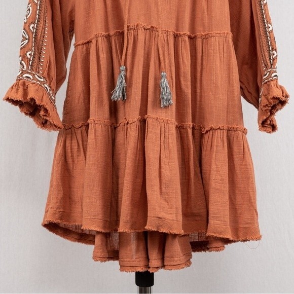 Free People Dream Weaver V-Neck Embroidered Tunic size S - Picture 6 of 16